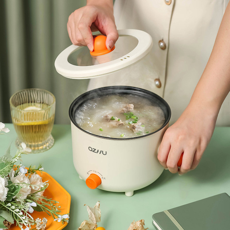 Nồi lẩu điện mini Azhu 2 tầng đa năng kèm giá hấp, 1.8L, 17.5x17.5x27cm