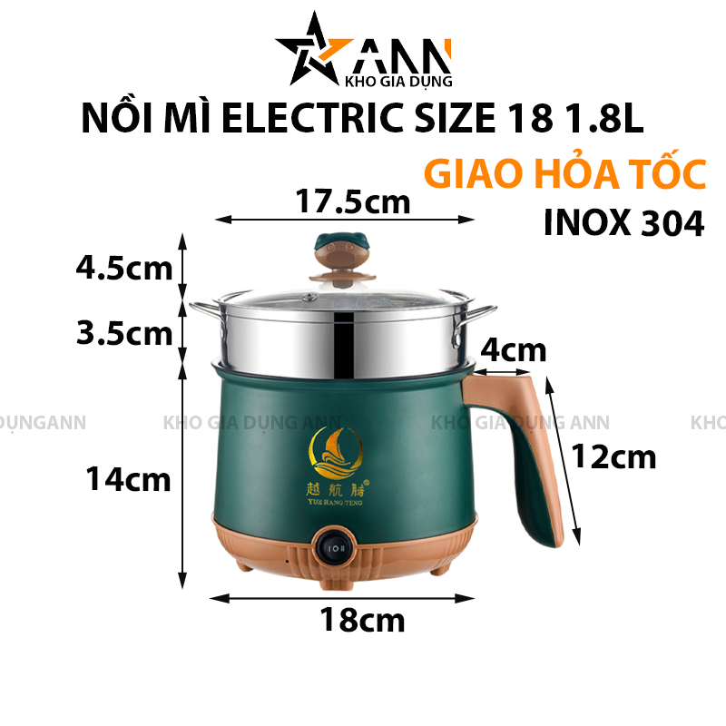 Ảnh hiển thị kích thước và chất liệu của nồi