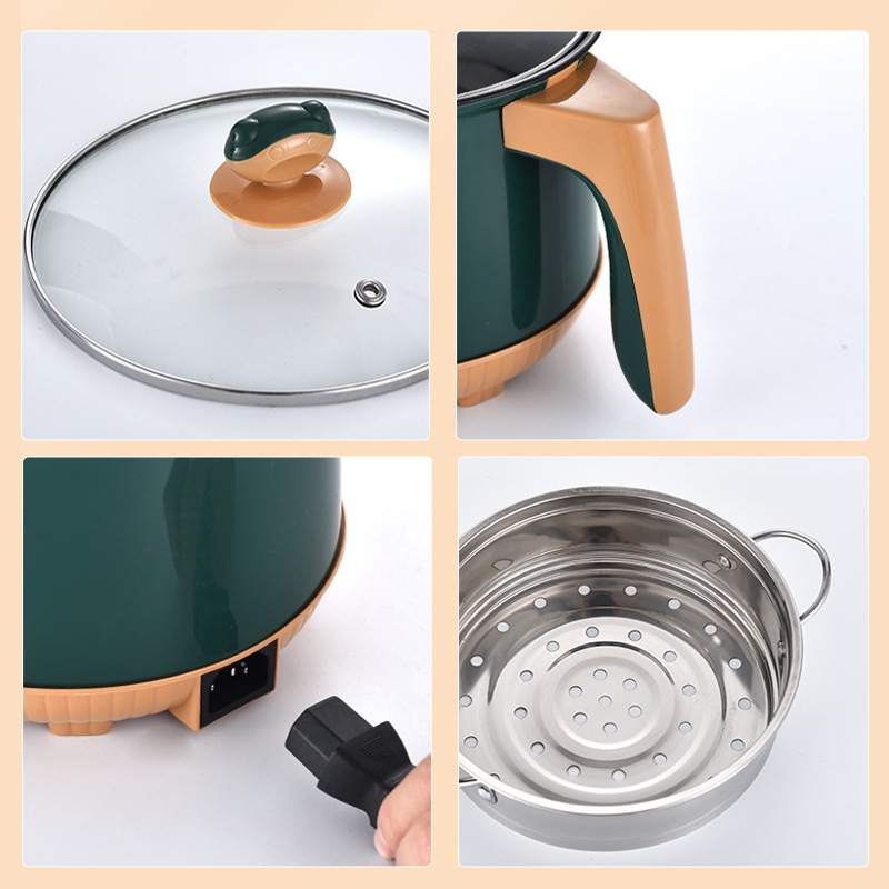 Cận cảnh nắp kính, tay cầm và lòng nồi inox