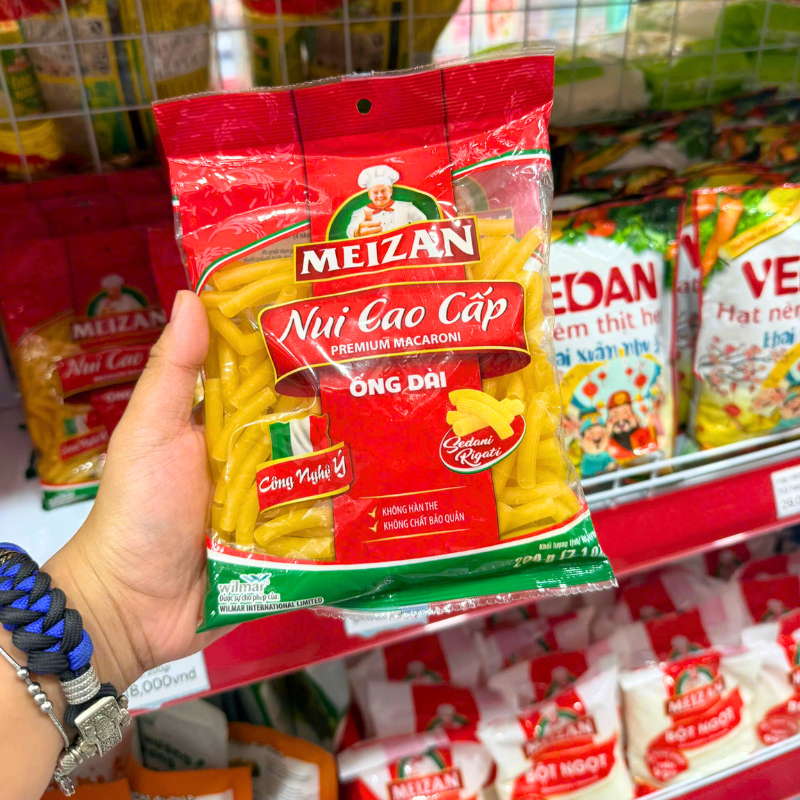 Khám phá Nui Cao Cấp Meizan Ống Dài - Nui Meizan Màu Vàng 400g thuộc nhóm Gạo, bột, đồ khô, nguyên liệu