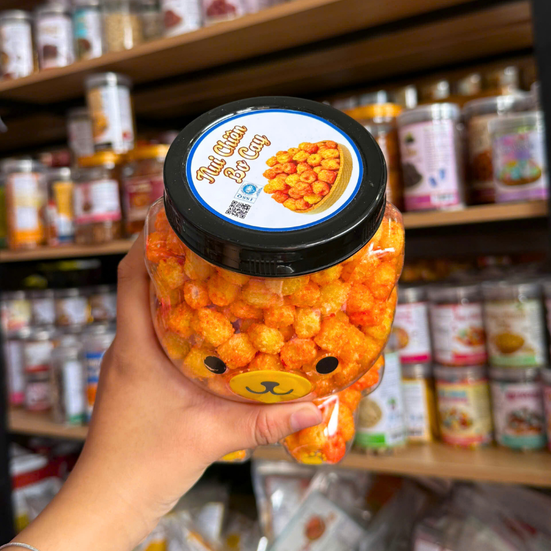 Nui Chiên Bơ Cay 330g Hũ Gấu Lớn