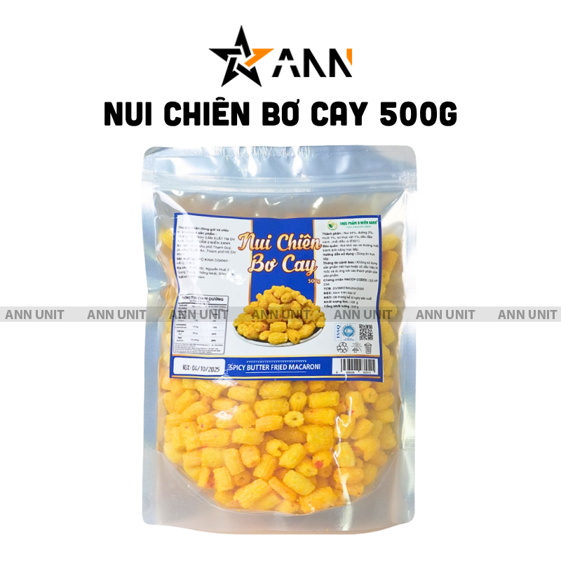 Nui Chiên Bơ Cay Vàng 500g Túi Zip