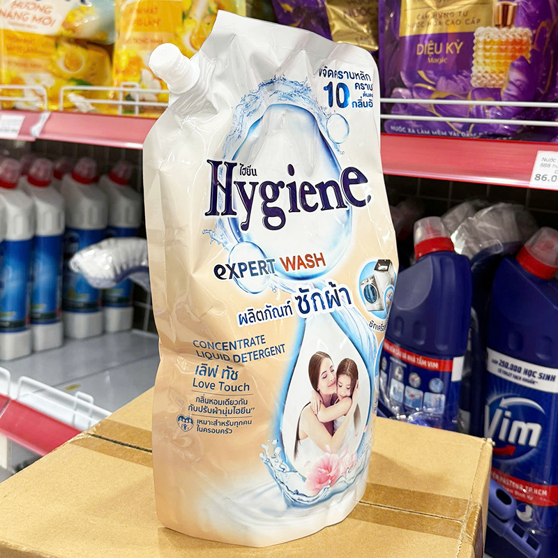 Nước Giặt Hygiene Expert Wash Love Touch 1400ml Túi Màu Kem