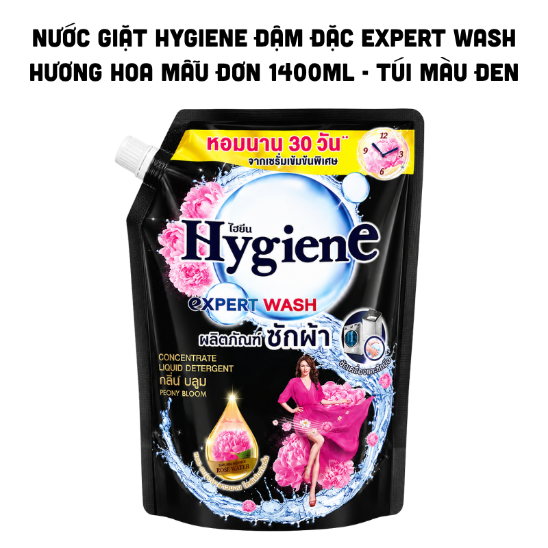 Nước Giặt Đậm Đặc Hygiene Expert Wash Hương Hoa Mẫu Đơn 1400ml Màu Đen