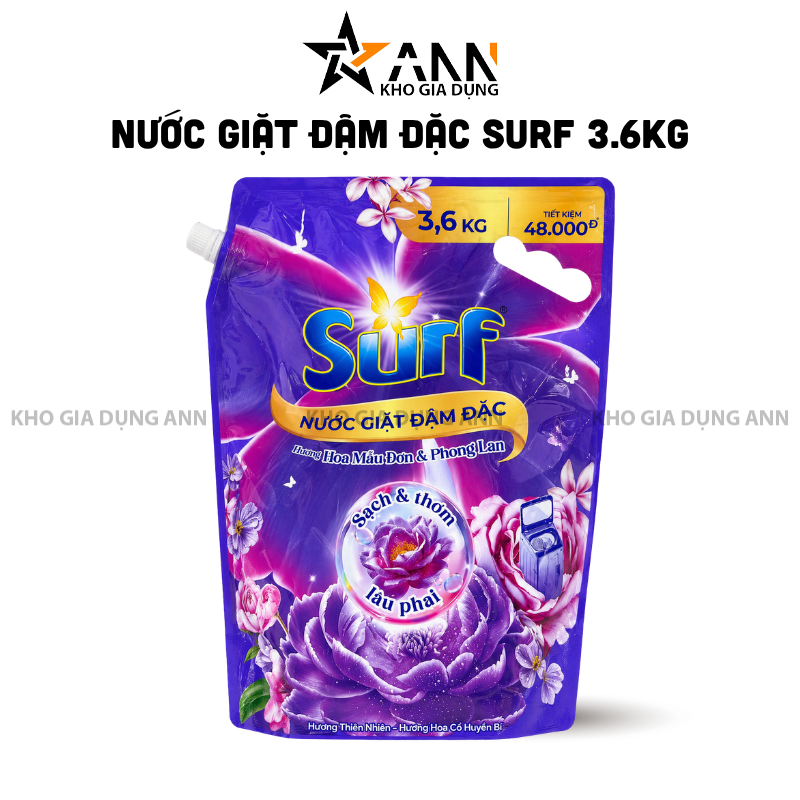 Nước Giặt Đậm Đặc SURF Hương Hoa Cỏ Huyền Bí 3.6kg Túi Tím