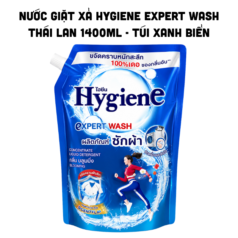 Nước Giặt Xả Hygiene Expert Wash 1400ml Túi Xanh Biển