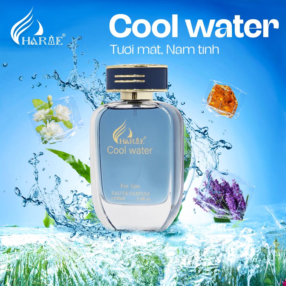 Hình ảnh chai nước hoa với thiết kế xanh mát và phong cách nam tính