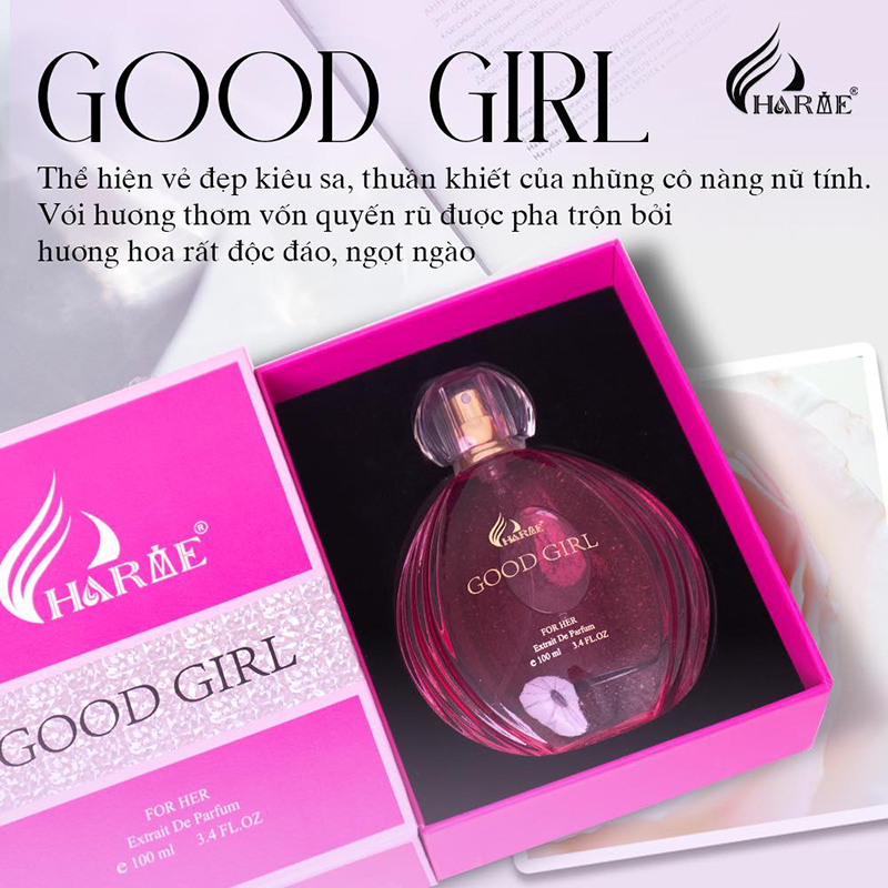 Hộp và chai tông hồng nổi bật của Good Girl 100ml