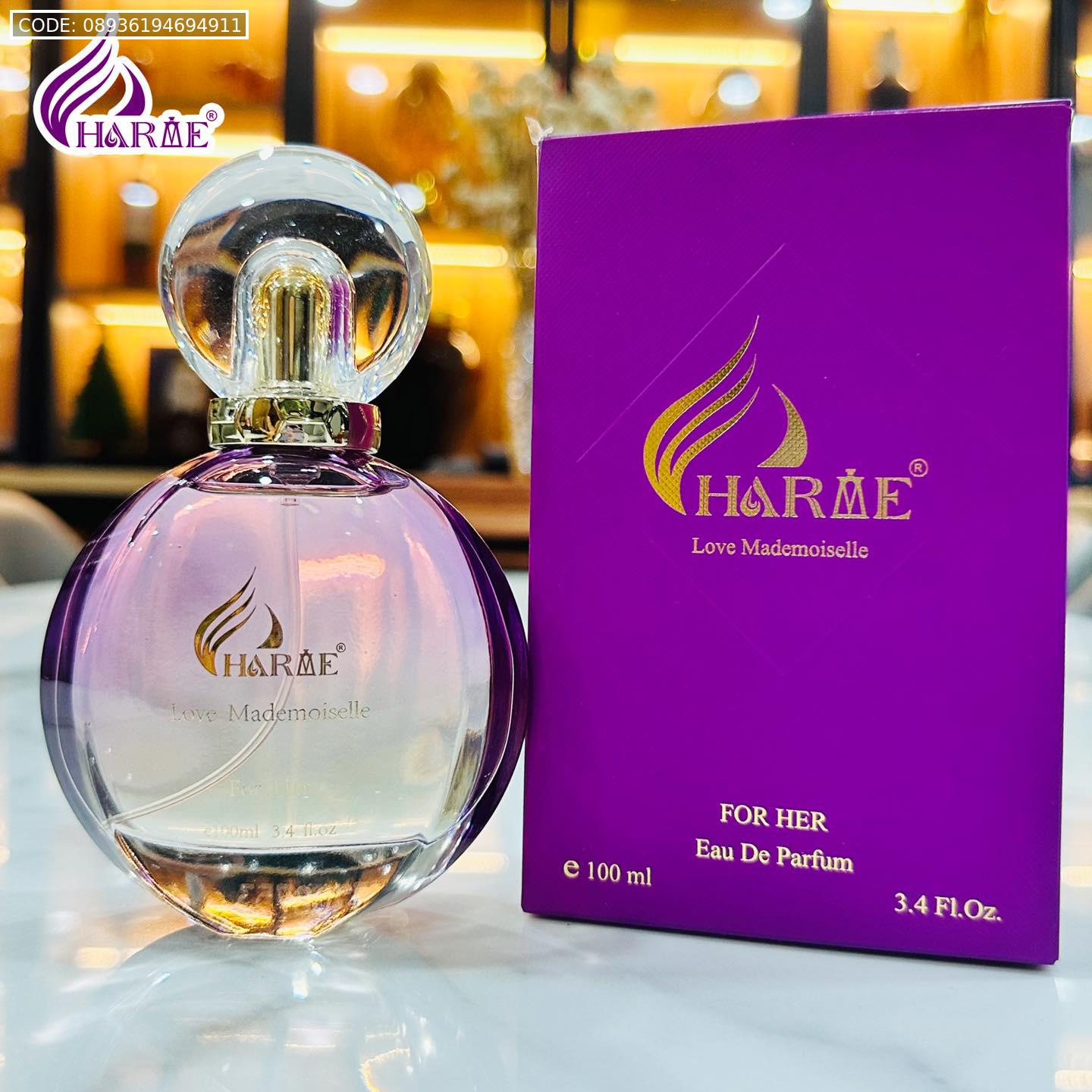 Chai và hộp Charme Love Mademoiselle tông tím sang trọng