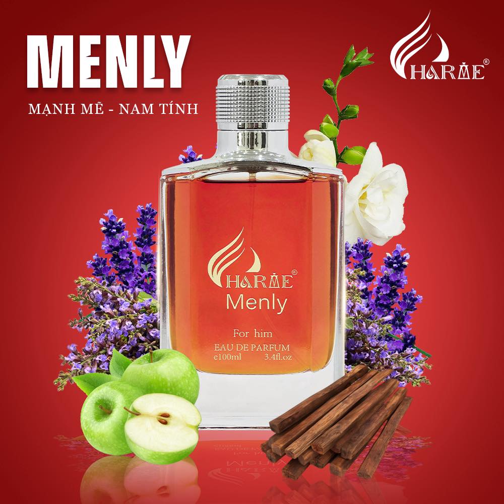 Hình chai nước hoa Menly 100ml và phong cách nam tính của sản phẩm