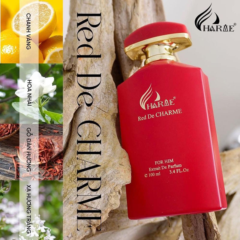 Chai nước hoa cùng các nốt hương nổi bật như chanh vàng, hoa nhài, gỗ đàn hương và xạ hương trắng
