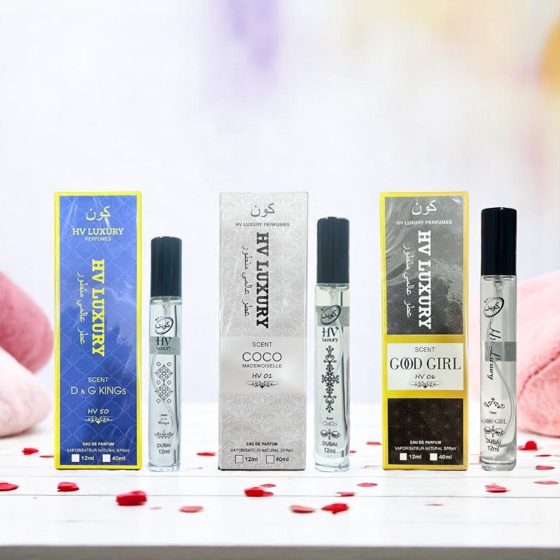 Quy cách chai nhỏ gọn dễ mang theo cùng các mùi hương khác trong dòng HV Luxury