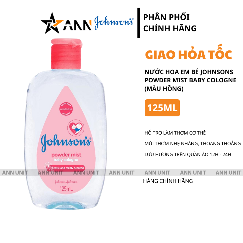 Nước Hoa Em Bé Johnsons Powder Mist Baby Cologne Màu Hồng 125ml