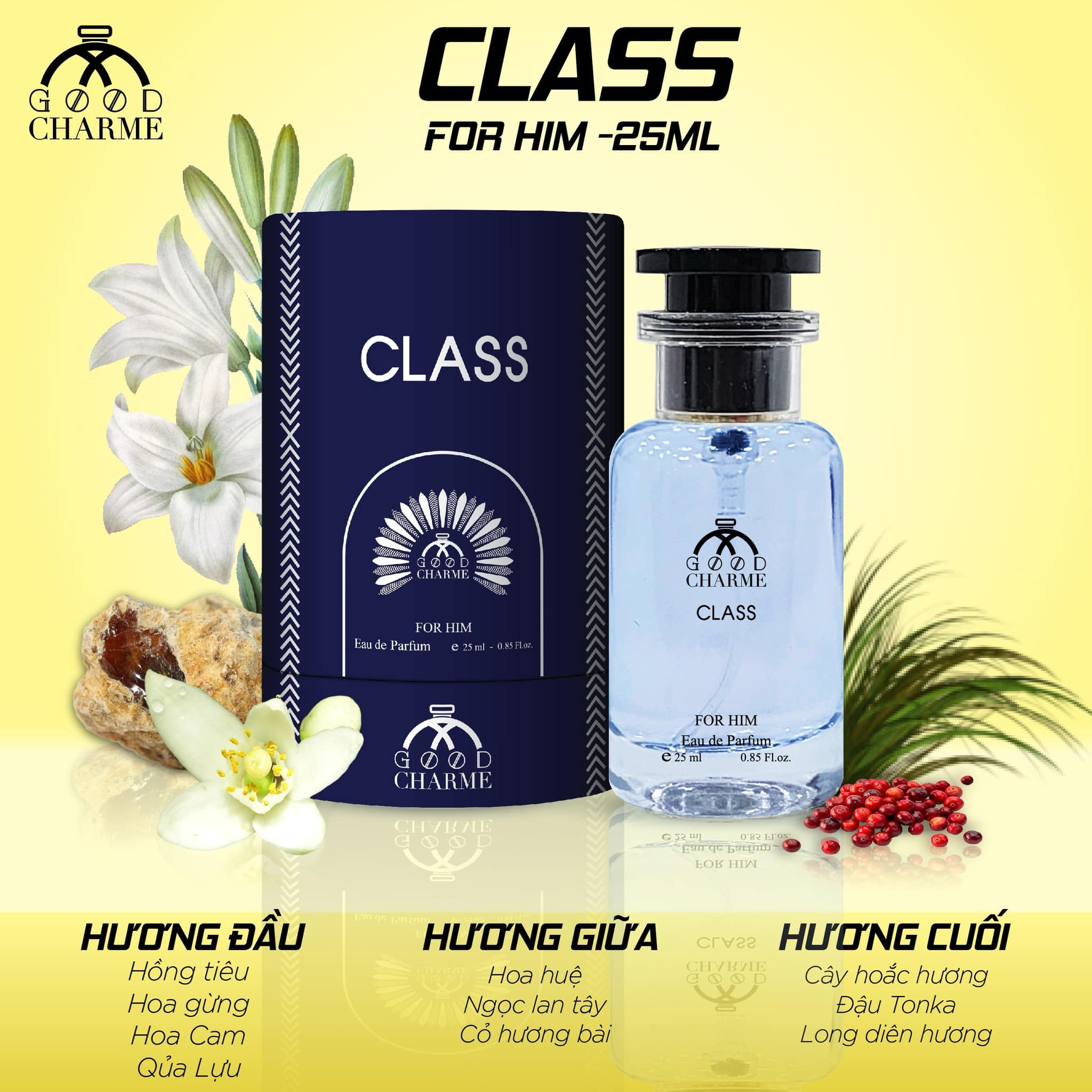 Minh họa ba tầng hương của dòng Class For Him