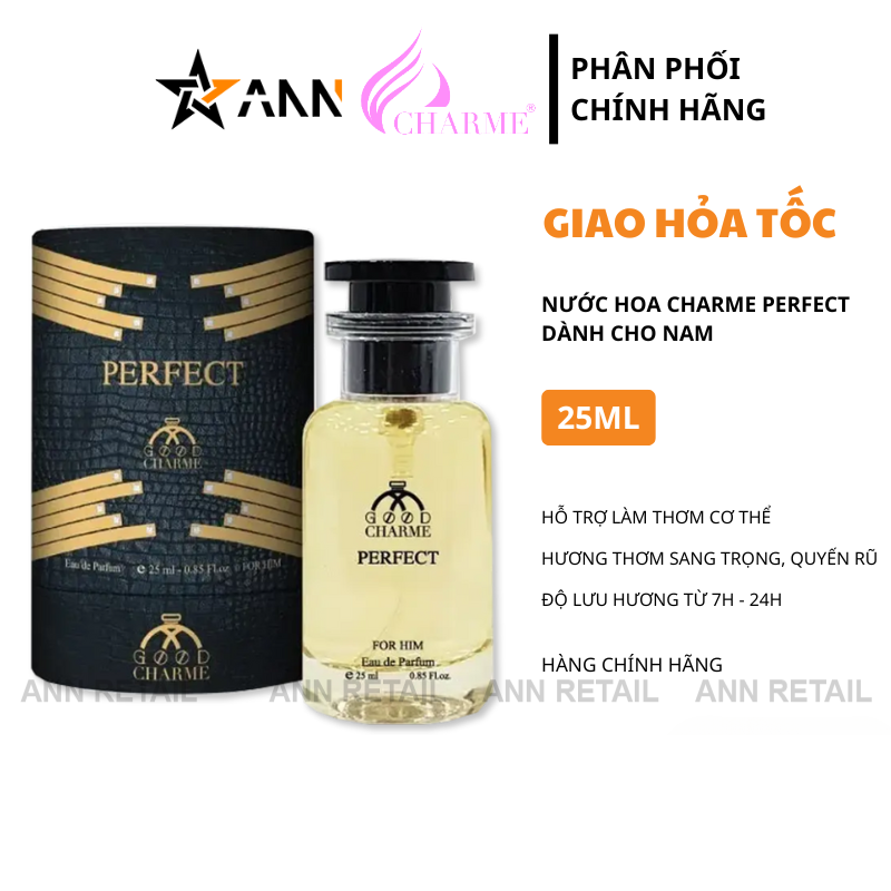 Hình ảnh chai và hộp tông đen vàng của phiên bản 25ml.