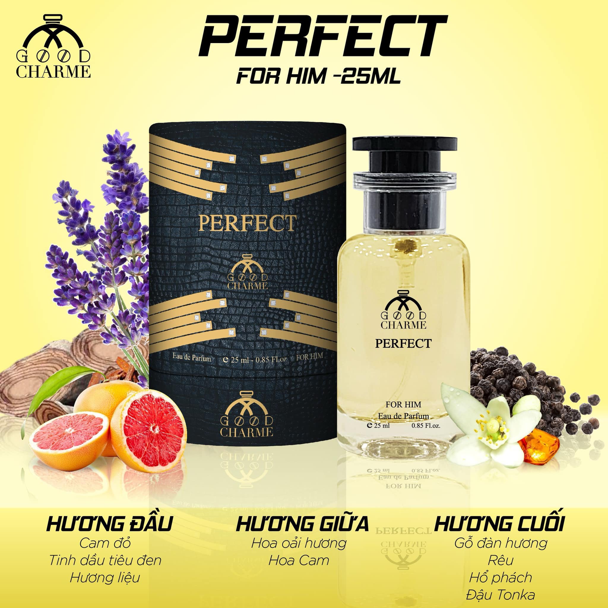 Minh họa ba tầng hương của mùi Perfect For Him 25ml.