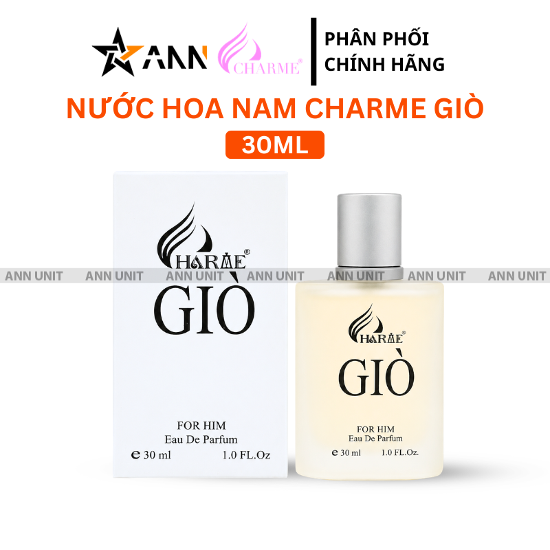 Hộp trắng và chai thân mờ với chữ GIÒ nổi bật