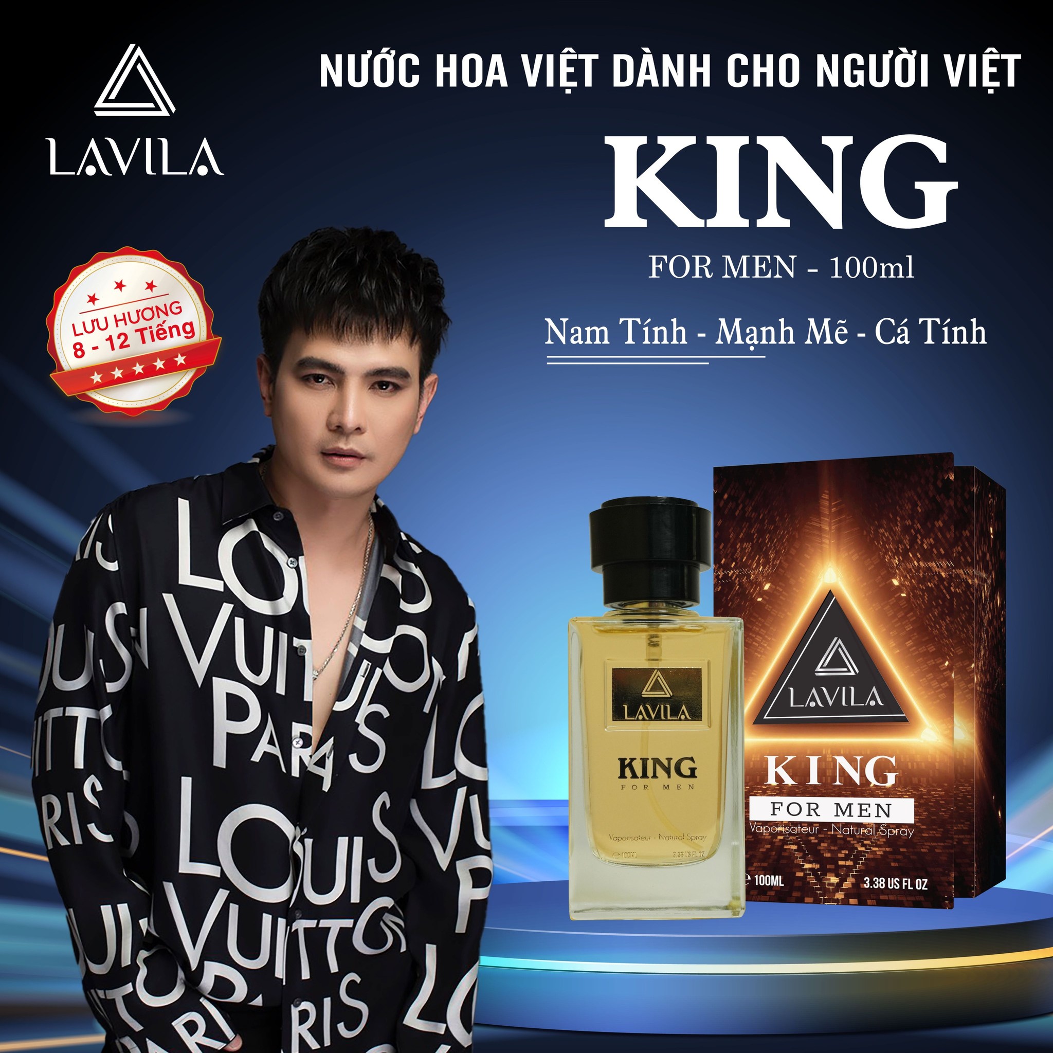 Hình chai và hộp nước hoa Lavila King For Men 100ml