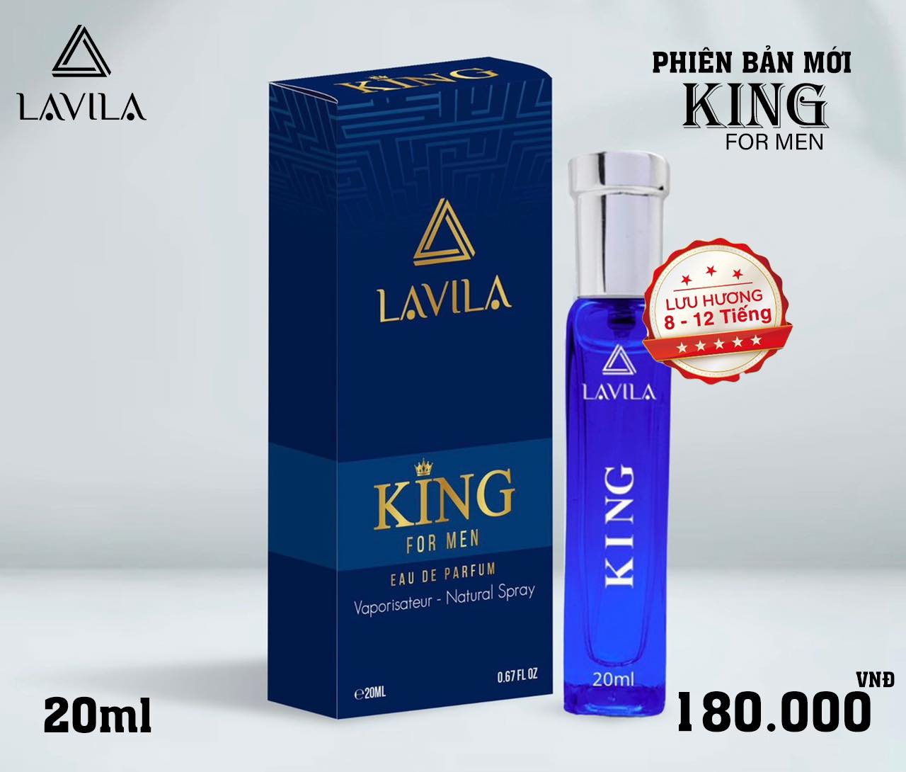Hình ảnh chai và hộp Lavila King For Men phiên bản mini 20ml
