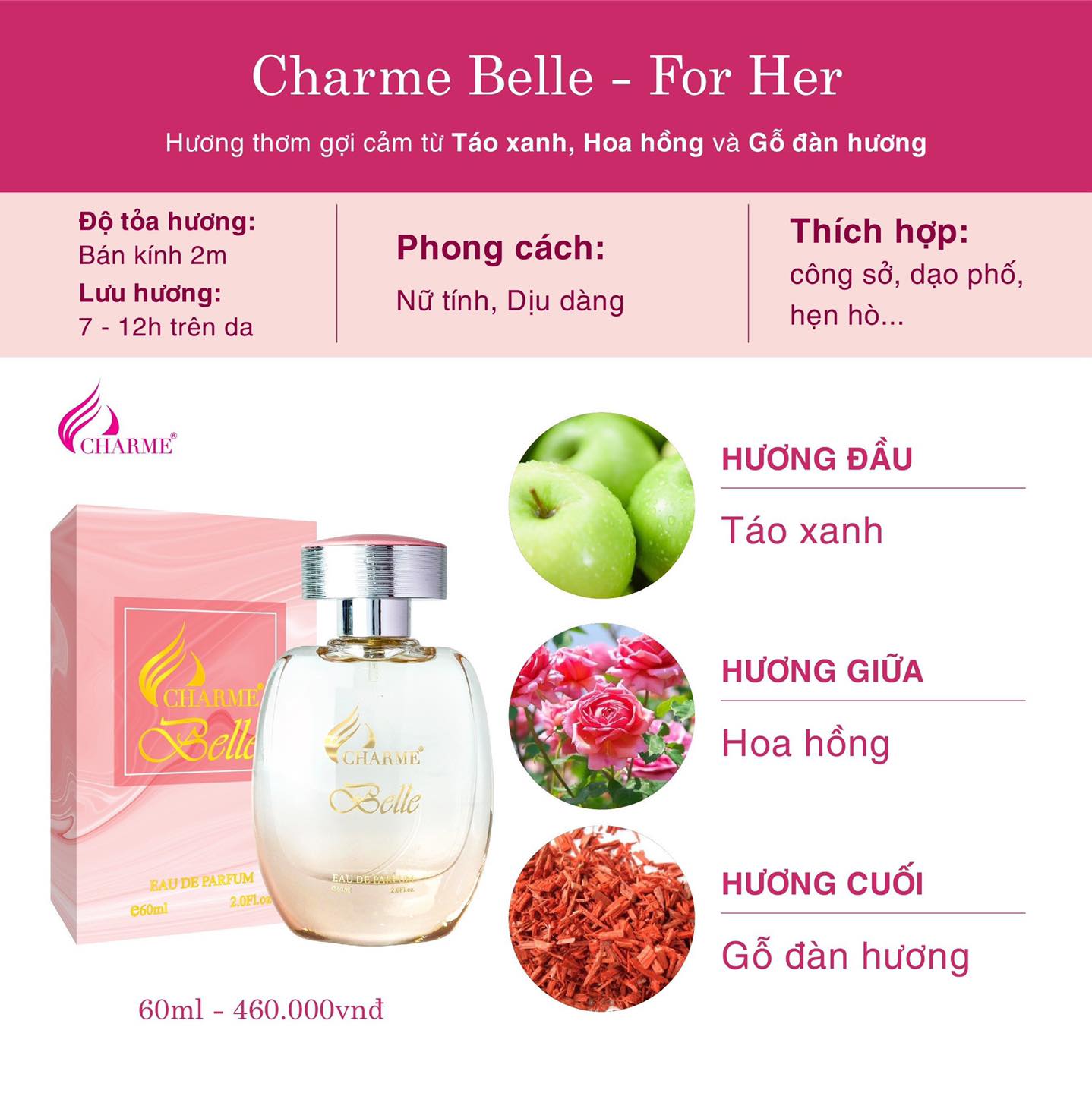 Hình giới thiệu các nốt hương chính của sản phẩm