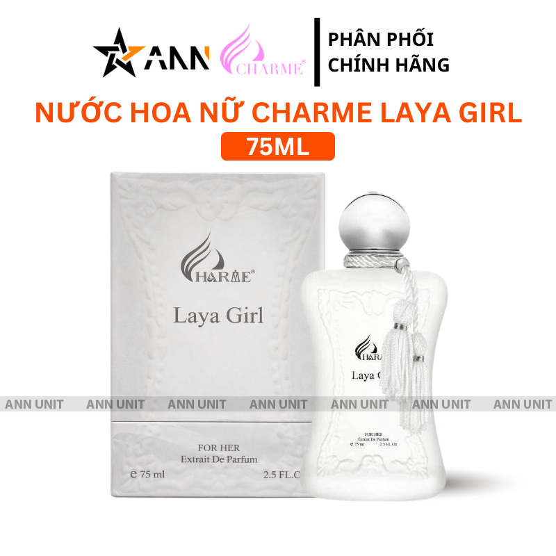 Hộp và chai nước hoa Charme Laya Girl dung tích 75ml