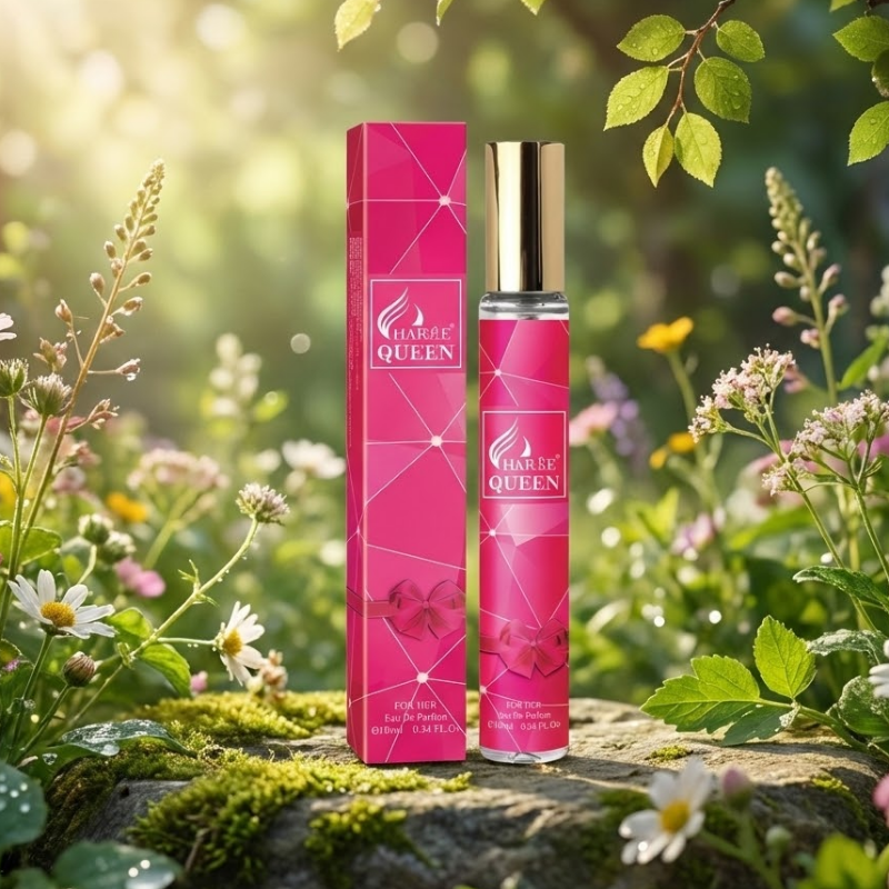 Thiết kế chai mini 10ml và hộp tông hồng nổi bật