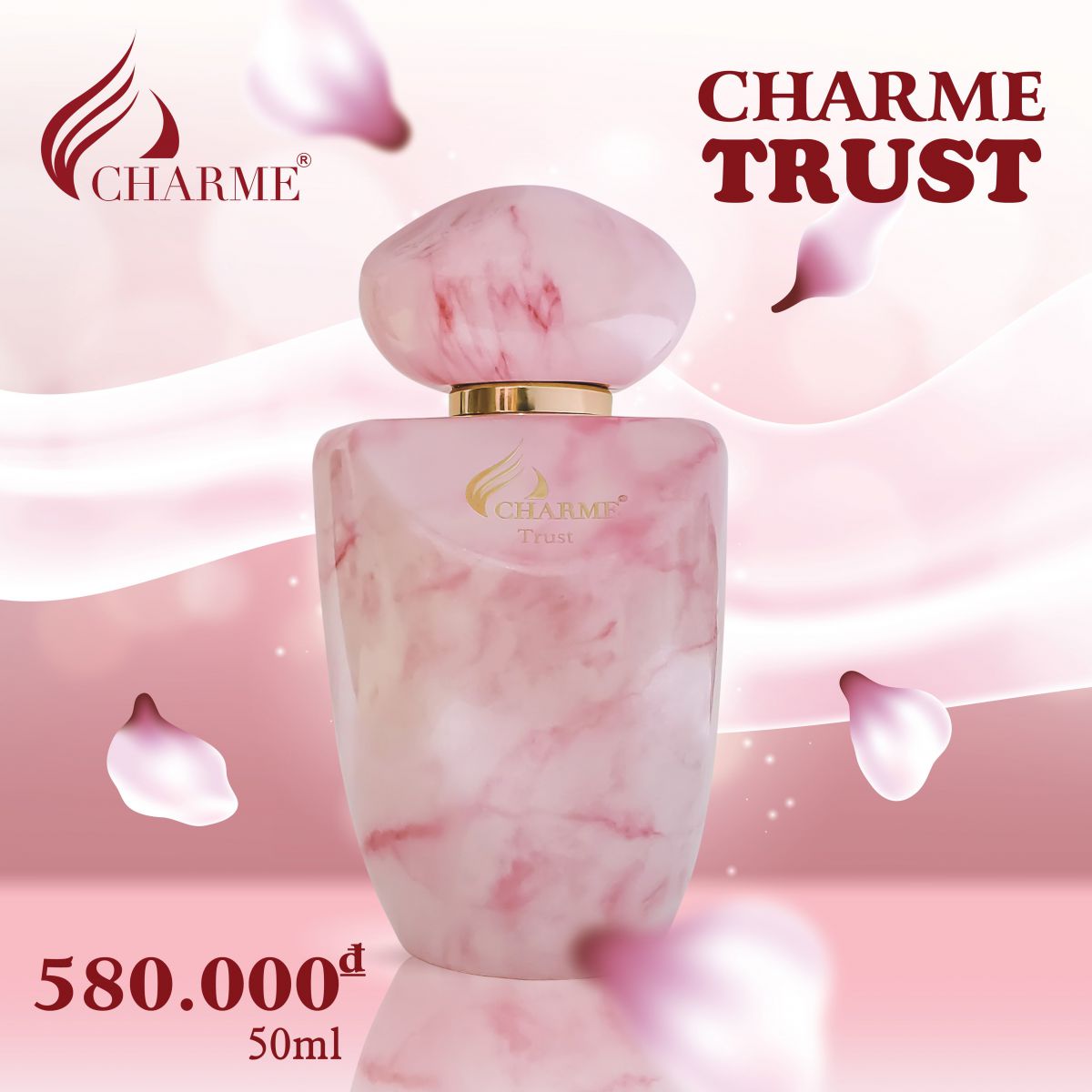 Thiết kế chai màu hồng với đường vân mềm mại
