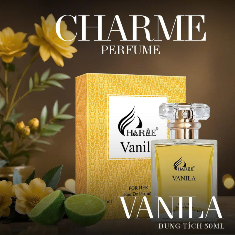 Thiết kế chai và hộp Charme Vanila dung tích 50ml