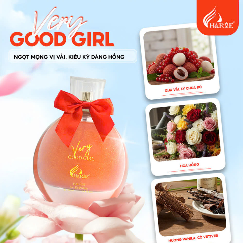 Mùi hương gợi nhắc quýt vải, hoa hồng và vanilla