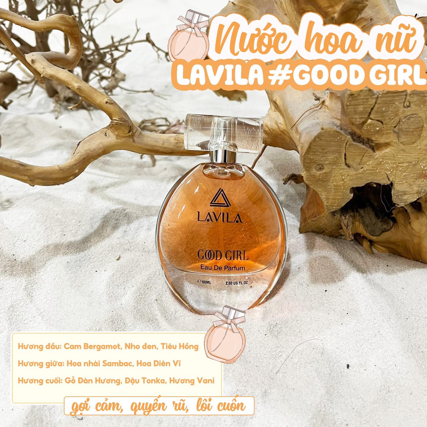 Hình chai nước hoa với thiết kế nhỏ gọn, nữ tính