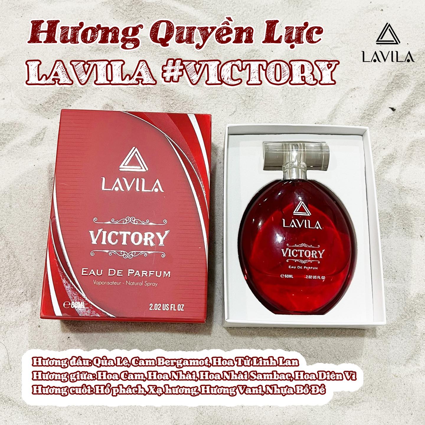 Hộp và chai nước hoa cùng thông tin các tầng hương
