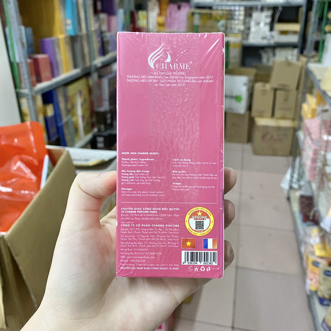 Thông tin thành phần và hướng dẫn sử dụng trên hộp