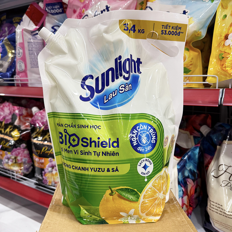 Mặt trước túi với hương chanh yuzu & sả và công nghệ BioShield