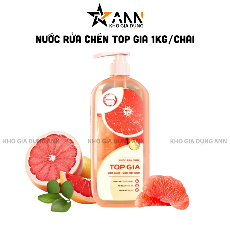 Nước Rửa Chén Top Gia Hương Bưởi Hồng 1kg