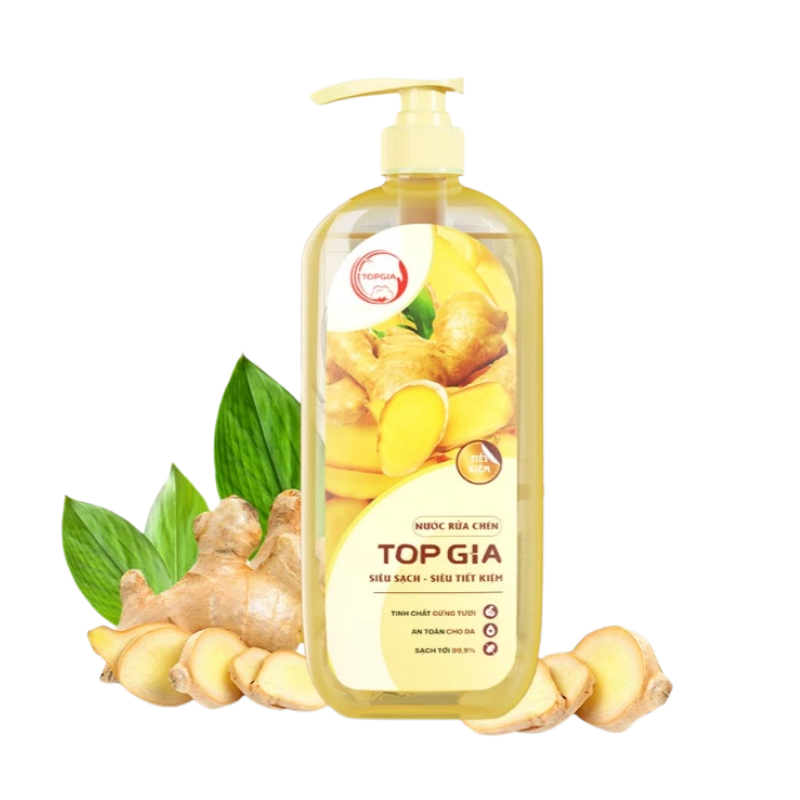 Nước Rửa Chén Top Gia Hương Gừng Tươi 1kg/Chai – một lựa chọn đáng tham khảo trong Nước rửa chén, lau sàn, nước tẩy