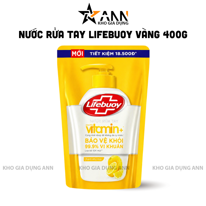 Nước Rửa Tay Lifebuoy Chanh Khử Mùi Vitamin+ Túi 400g