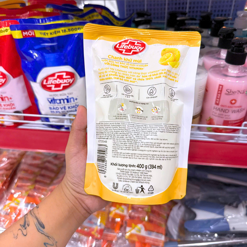 Mặt sau bao bì có hướng dẫn dùng và thông tin quy cách