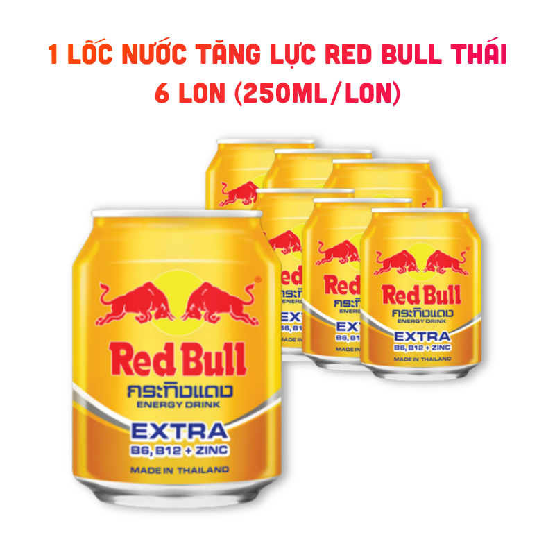 Nước Tăng Lực Red Bull Extra Thái Lan Lốc 6 Lon 250ml