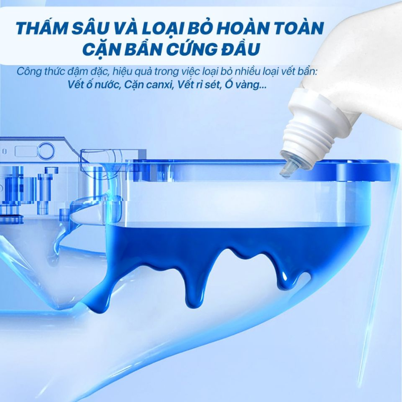 Minh họa khả năng làm sạch cặn bẩn cứng đầu