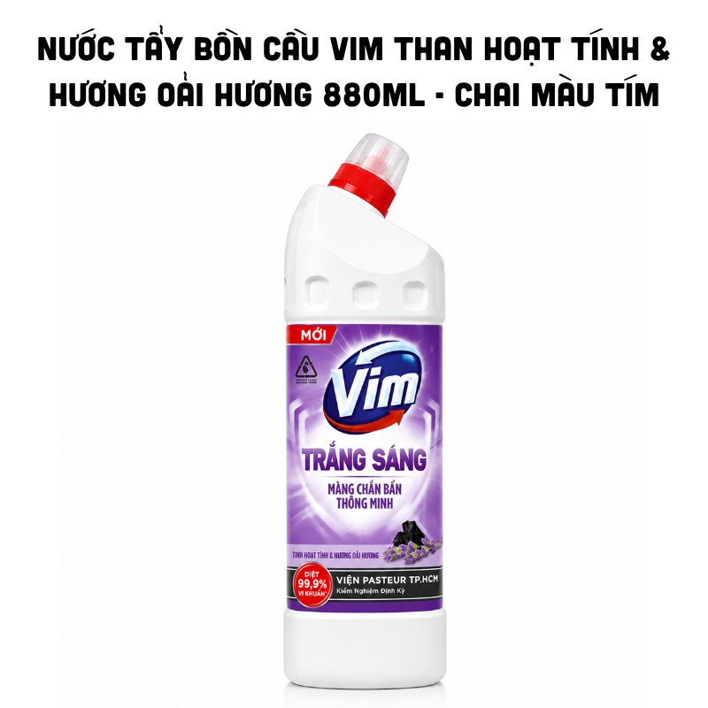Nước Tẩy Bồn Cầu Vim Than Hoạt Tính & Hương Oải Hương 880ml Màu Tím