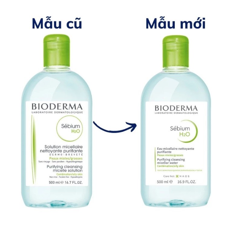 Nước Tẩy Trang Bioderma Sébium H2O Màu Xanh 500ml Cho Da Dầu & Hỗn Hợp - màu xanh lá
