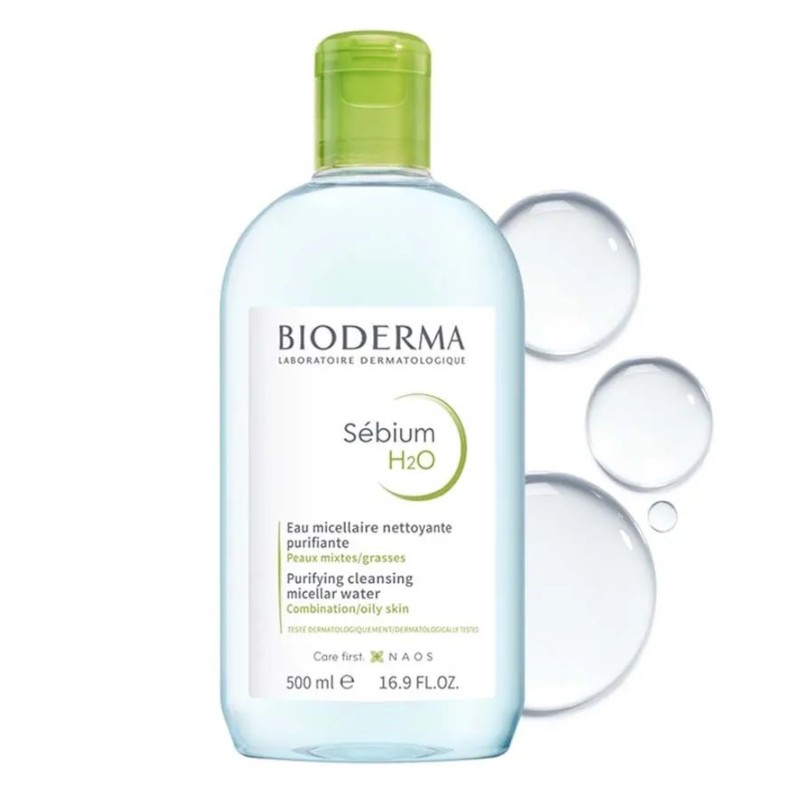 Nước Tẩy Trang Bioderma Sébium H2O Màu Xanh 500ml Cho Da Dầu & Hỗn Hợp - màu xanh lá
