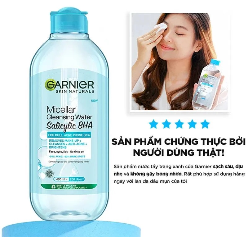 Nước tẩy trang Garnier Micellar BHA 50ml cho da dầu mụn