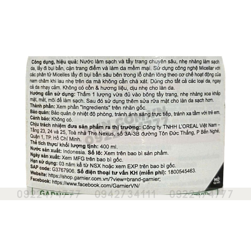 Thông tin sử dụng và quy cách trên nhãn phụ