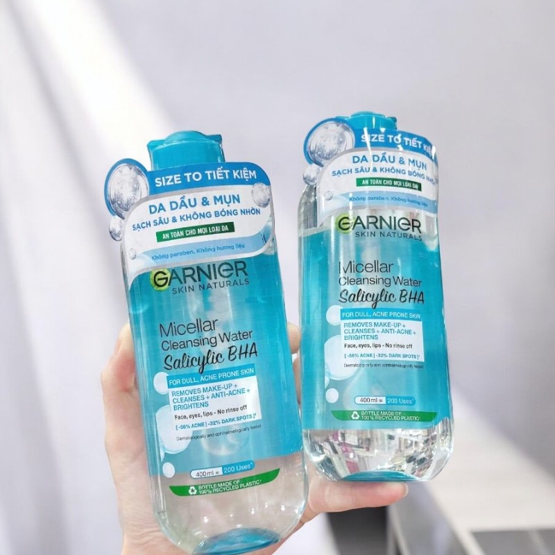 Nước Tẩy Trang Garnier Micellar Cleansing Water Salicylic BHA Cho Da Dầu Mụn 400ml