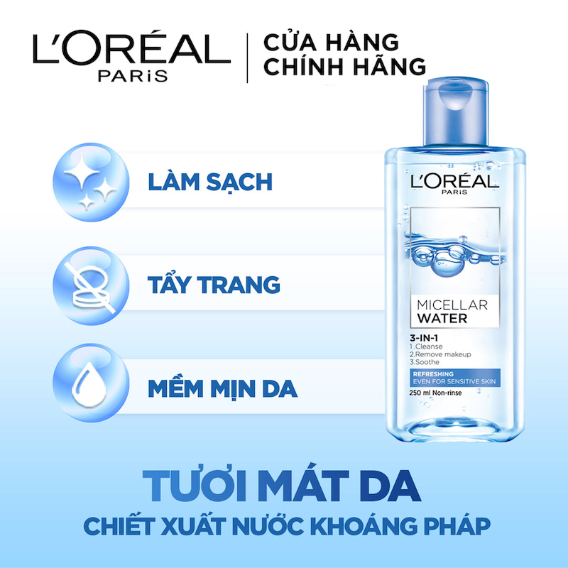 Hình minh họa các điểm nổi bật làm sạch, tẩy trang và cảm giác tươi mát