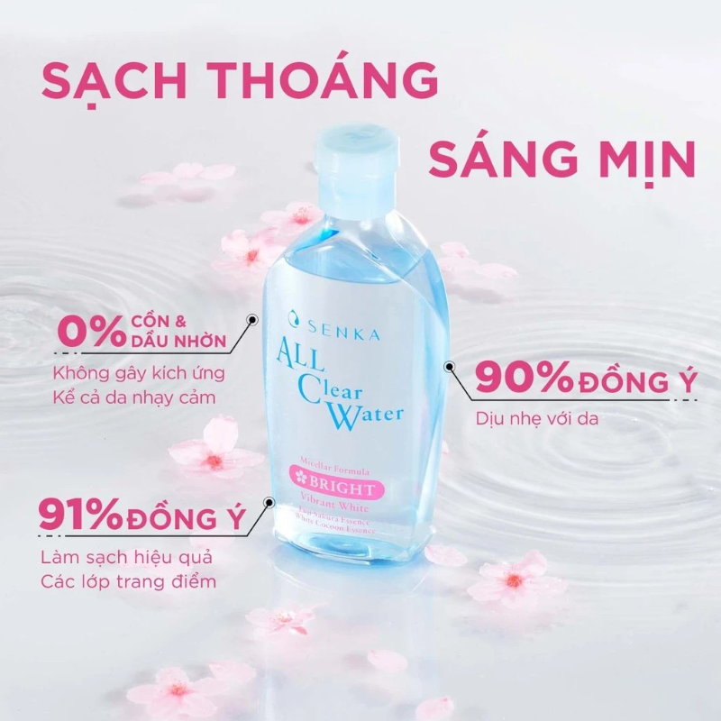 Nước Tẩy Trang Senka All Clear Micellar Bright Màu Hồng 230ml
