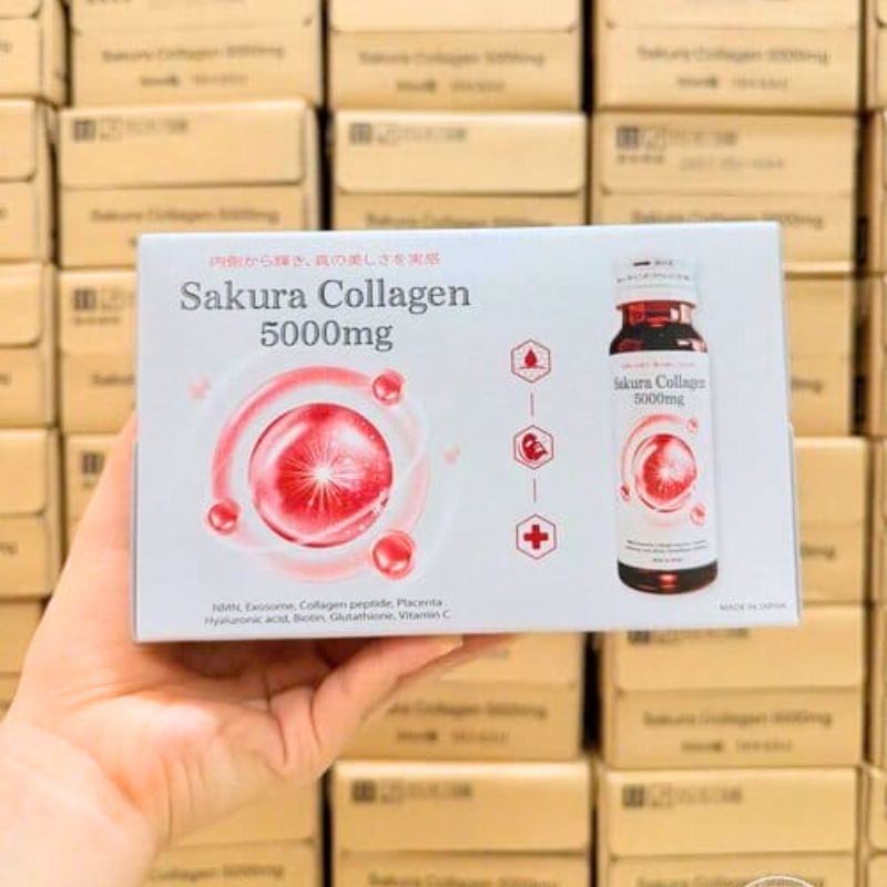 Nước Uống Sakura Collagen 500ml Hộp 10 Lọ
