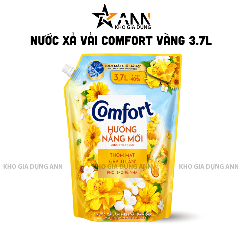 Nước Xả Vải COMFORT Hương Nắng Mới Phơi Trong Nhà 3,7 Lít Túi Vàng