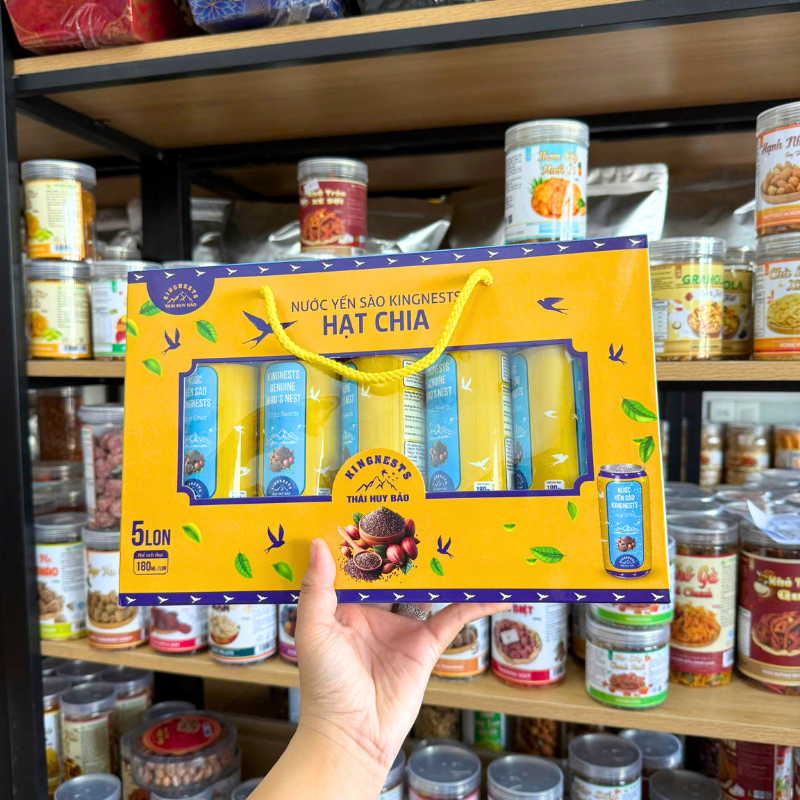 Hình ảnh Nước Yến Sào Hạt Chia Kingnest Thái Huy Bảo - Nước Yến Sào Kingnest 5 Lon (180ml/Lon) trong bộ sưu tập Nước ngọt, nước ép, nước suối, nước yến